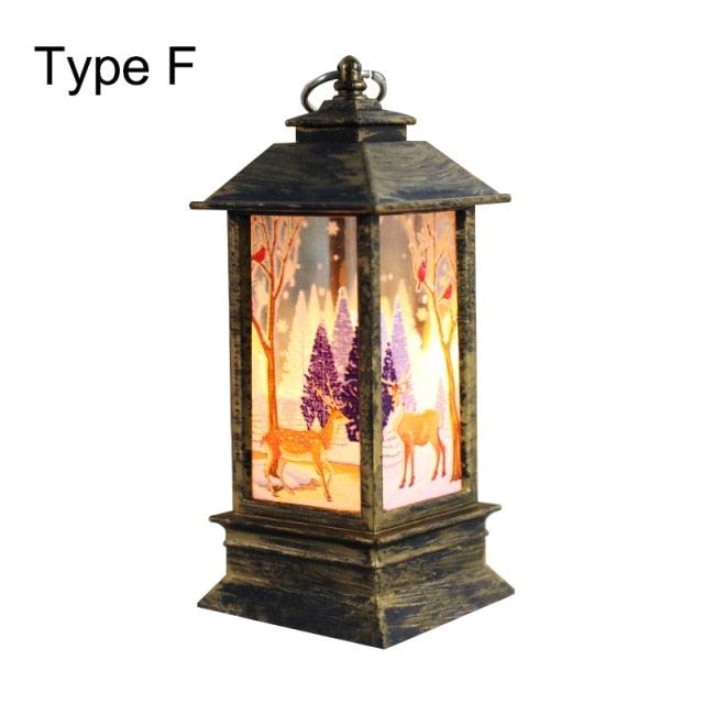 New Christmas Lantern Old Man Snowman Christmas Tabletop Lanterns Vintage Outdoor Candle Lantern Decorative with LED Light LED Candle Light for Christmas Decoration Retro Hanging Candle Holder Christmas Tree Decoration Christmas Gift Home Decoration