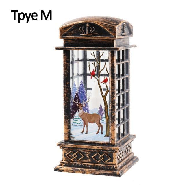 New Christmas Lantern Old Man Snowman Christmas Tabletop Lanterns Vintage Outdoor Candle Lantern Decorative with LED Light LED Candle Light for Christmas Decoration Retro Hanging Candle Holder Christmas Tree Decoration Christmas Gift Home Decoration