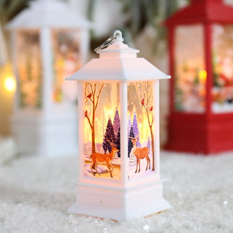 New Christmas Lantern Old Man Snowman Christmas Tabletop Lanterns Vintage Outdoor Candle Lantern Decorative with LED Light LED Candle Light for Christmas Decoration Retro Hanging Candle Holder Christmas Tree Decoration Christmas Gift Home Decoration
