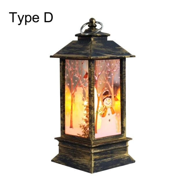 New Christmas Lantern Old Man Snowman Christmas Tabletop Lanterns Vintage Outdoor Candle Lantern Decorative with LED Light LED Candle Light for Christmas Decoration Retro Hanging Candle Holder Christmas Tree Decoration Christmas Gift Home Decoration