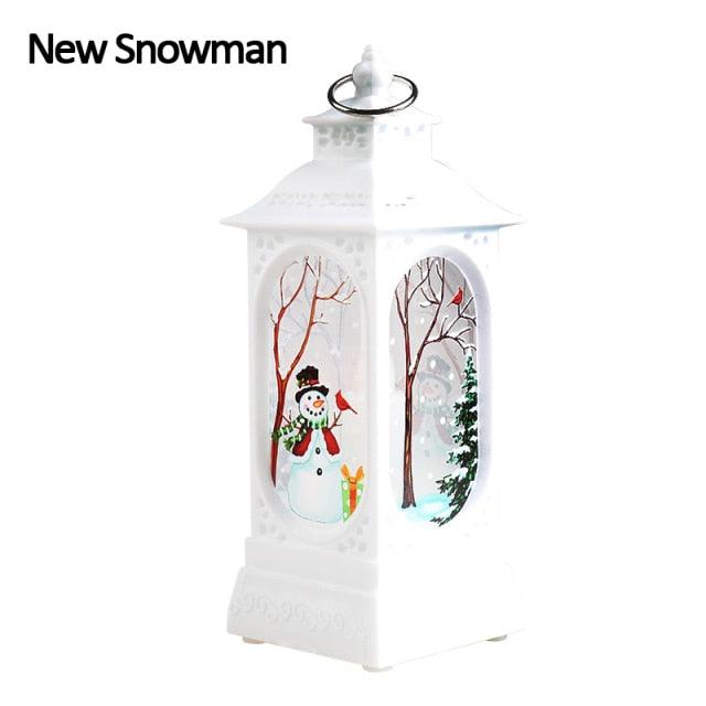 New Christmas Lantern Old Man Snowman Christmas Tabletop Lanterns Vintage Outdoor Candle Lantern Decorative with LED Light LED Candle Light for Christmas Decoration Retro Hanging Candle Holder Christmas Tree Decoration Christmas Gift Home Decoration