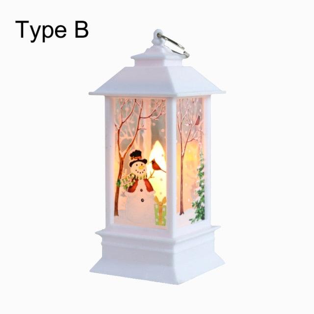 New Christmas Lantern Old Man Snowman Christmas Tabletop Lanterns Vintage Outdoor Candle Lantern Decorative with LED Light LED Candle Light for Christmas Decoration Retro Hanging Candle Holder Christmas Tree Decoration Christmas Gift Home Decoration