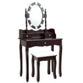Oval Mirror Vanity Set with 10 LED Dimmable Bulbs and 3 Drawers