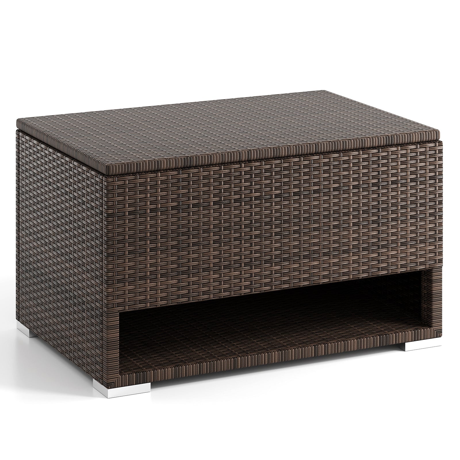 PE Rattan Storage Bin with Waterproof Liner for Patio Cushions