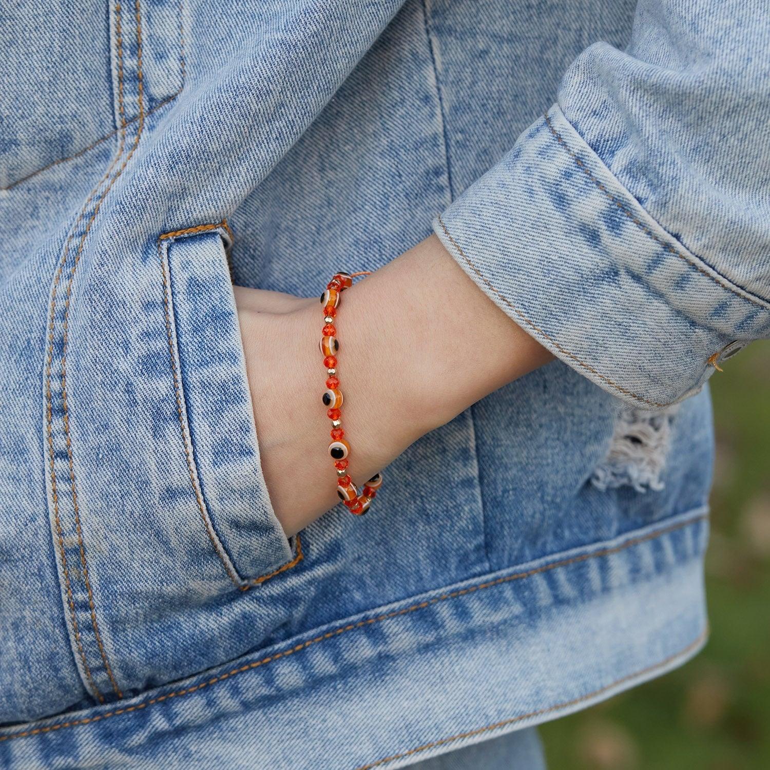Pinky Promise Blue Bracelet Sets Colorful Crystal Bead Rope Chain Lucky Couple Bracelets Colorful Eye Bracelets Handmade Braided Rope Bracelets For Women Friendship Charm Jewelry