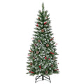 Pre-lit Artificial Pencil Christmas Tree with Pine Cones and Red Berries