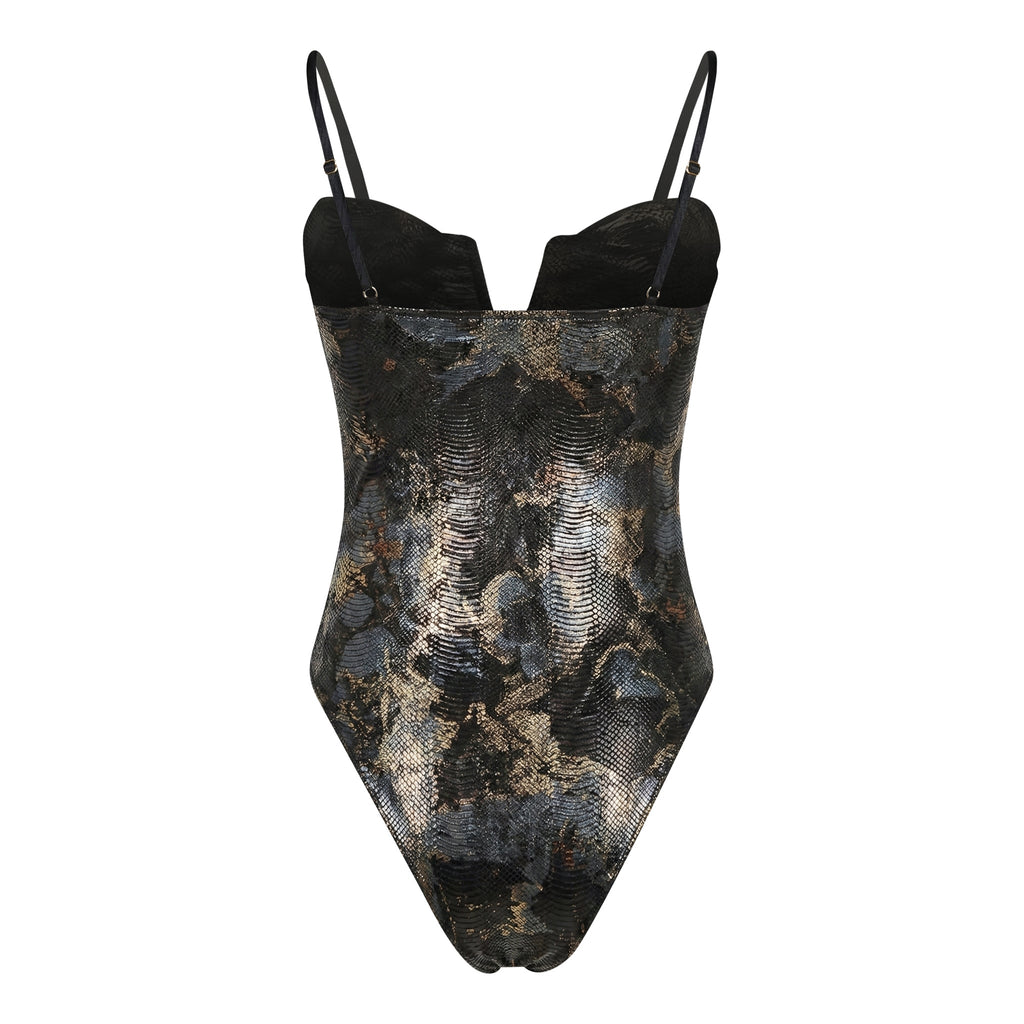GOLDEN FANG - SNAKE PRINT ONE-PIECE SWIMSUIT