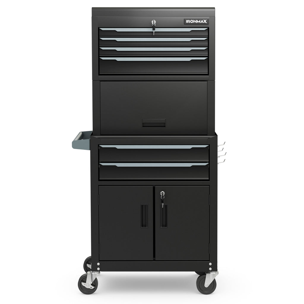 3-in-1 6-Drawer Rolling Tool Chest Storage Cabinet with Universal Wheels and Hooks