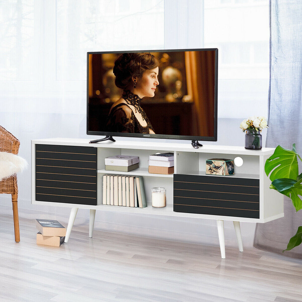 Mid-Century Modern TV Stand for TVs up to 65 Inch with Storage Shelves