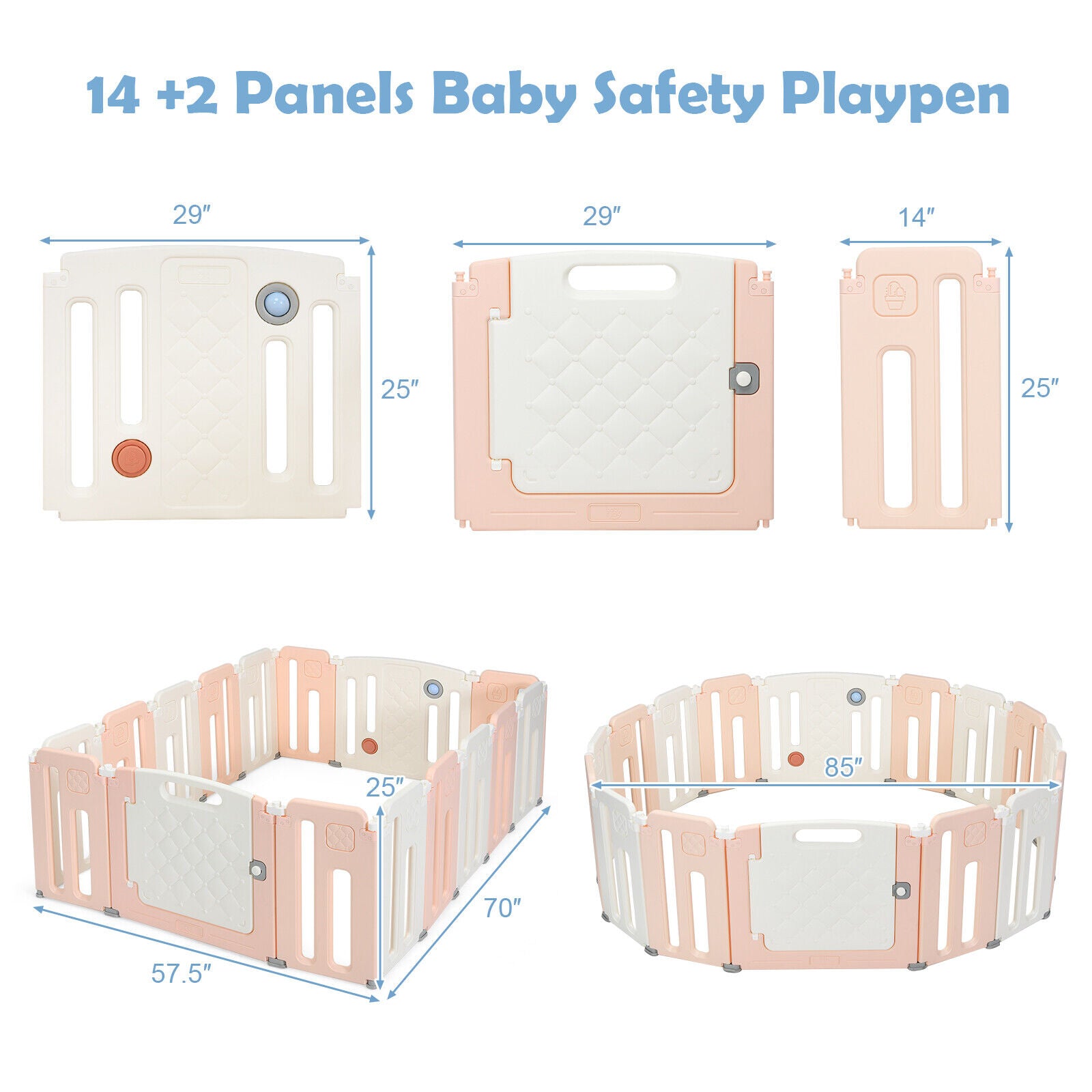 16 Panels Baby Safety Playpen with Drawing Board