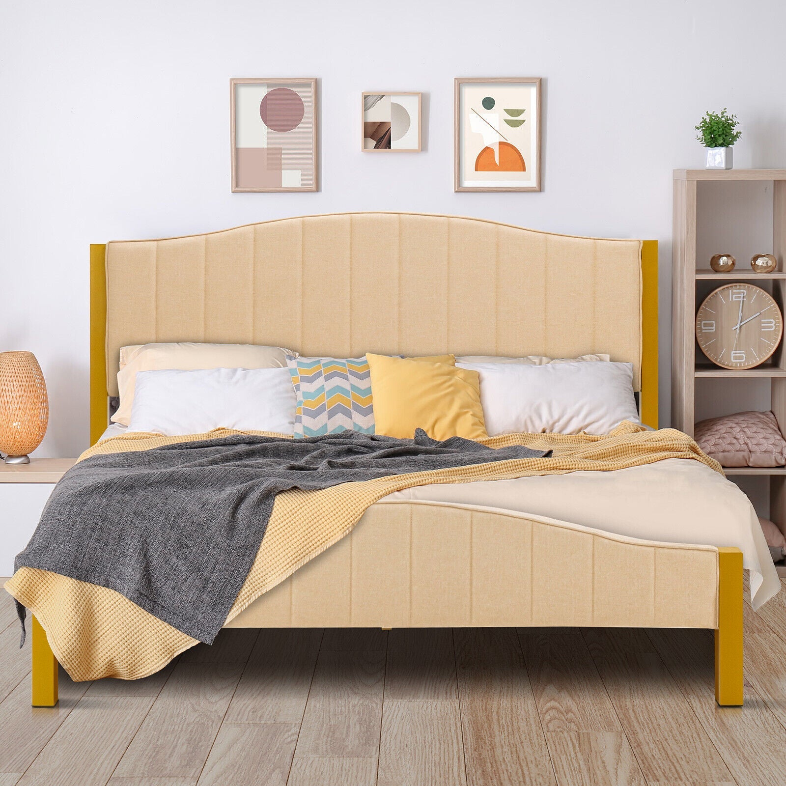 Full/Queen Size Upholstered Bed Frame with Quilted Headboard