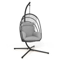 Hanging Folding Egg Chair with Stand Soft Cushion Pillow Swing Hammock