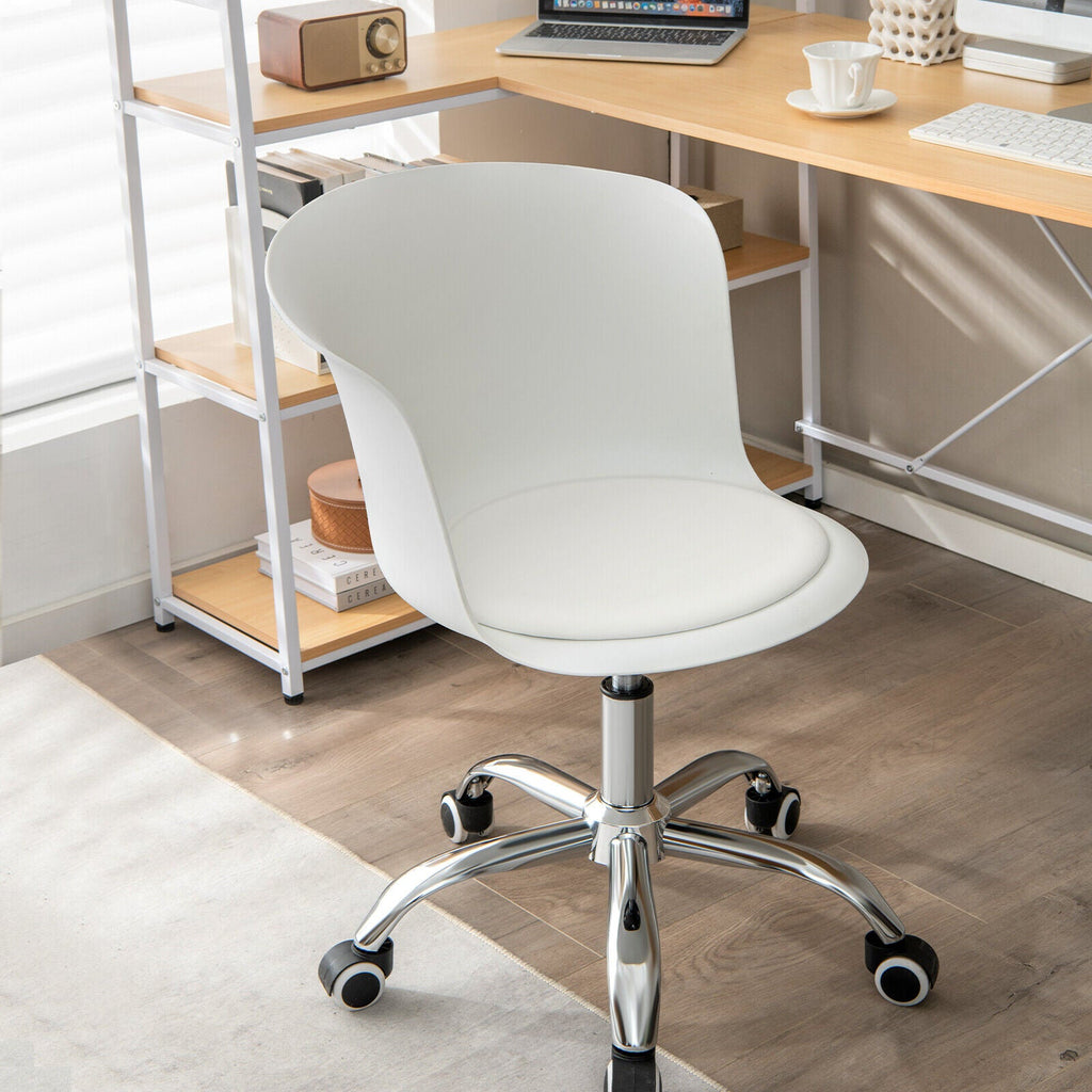 Set of 2 Office Desk Chair with Ergonomic Backrest and Soft Padded PU Leather Seat