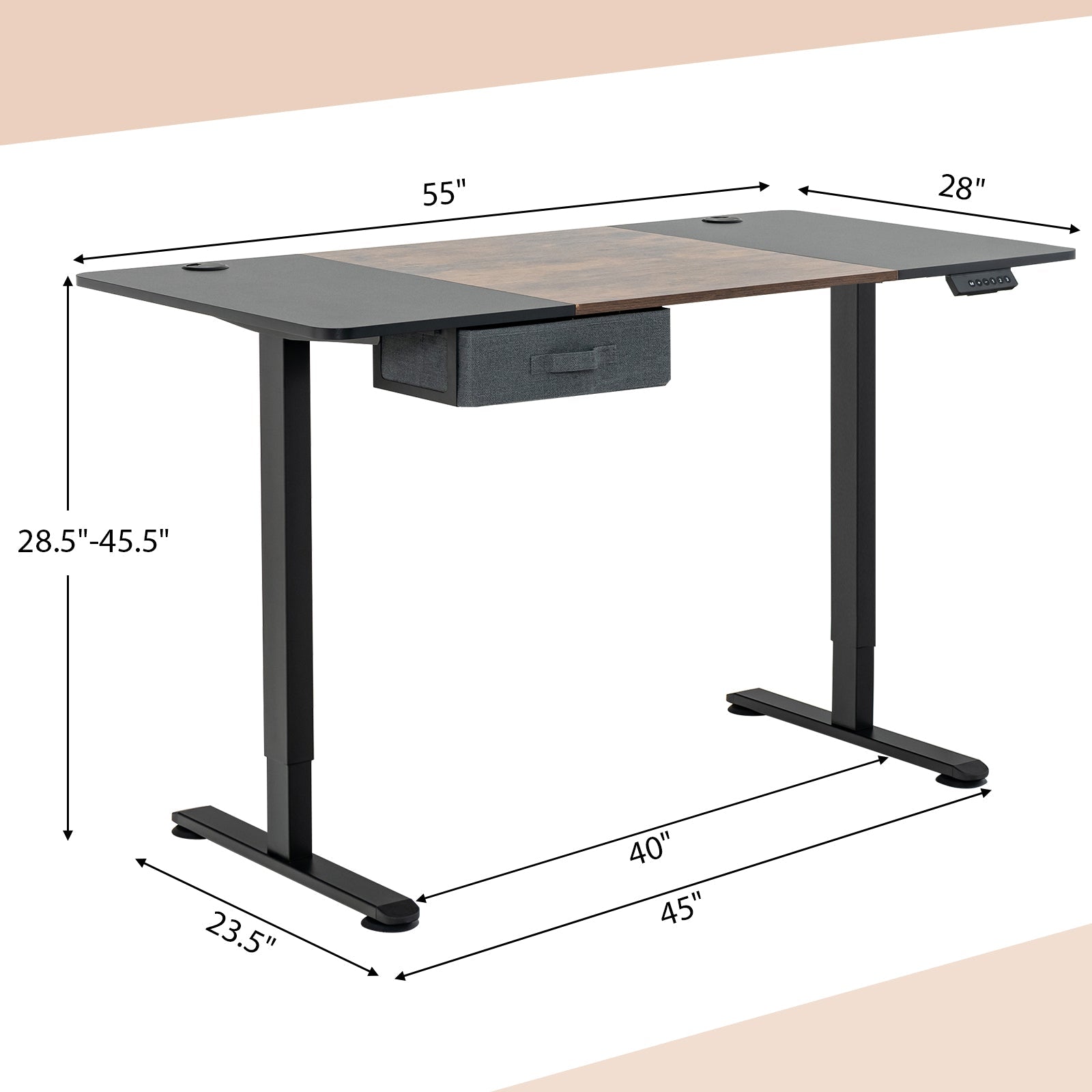 Height Adjustable Electric Standing Desk with USB Charging Port