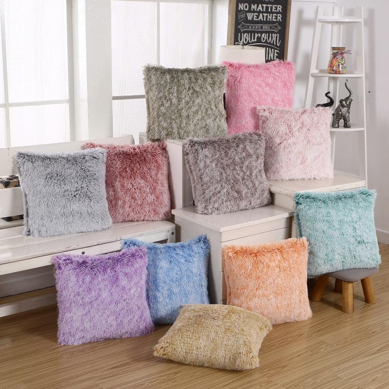 Soft Fur Plush Shaggy Fluffy Pillow Cover Decorative Cushion Covers For Home Living Room Sofa Decor Luxury Faux Fur Throw Pillow Cover Decorative Plush Pillow Case Cushion Cover Shell for Sofa Bedroom Car 43x43cm