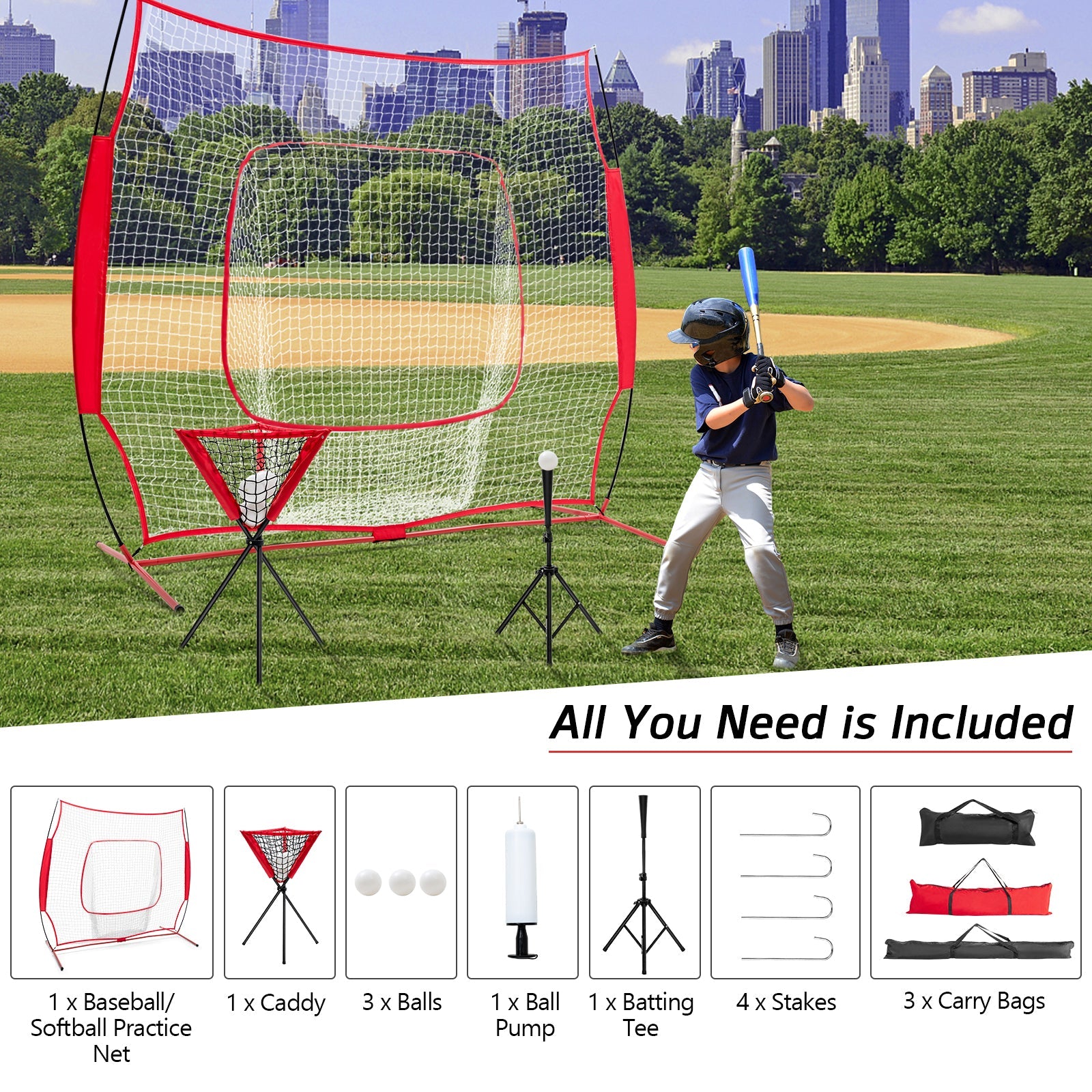 Portable Practice Net Kit with 3 Carrying Bags
