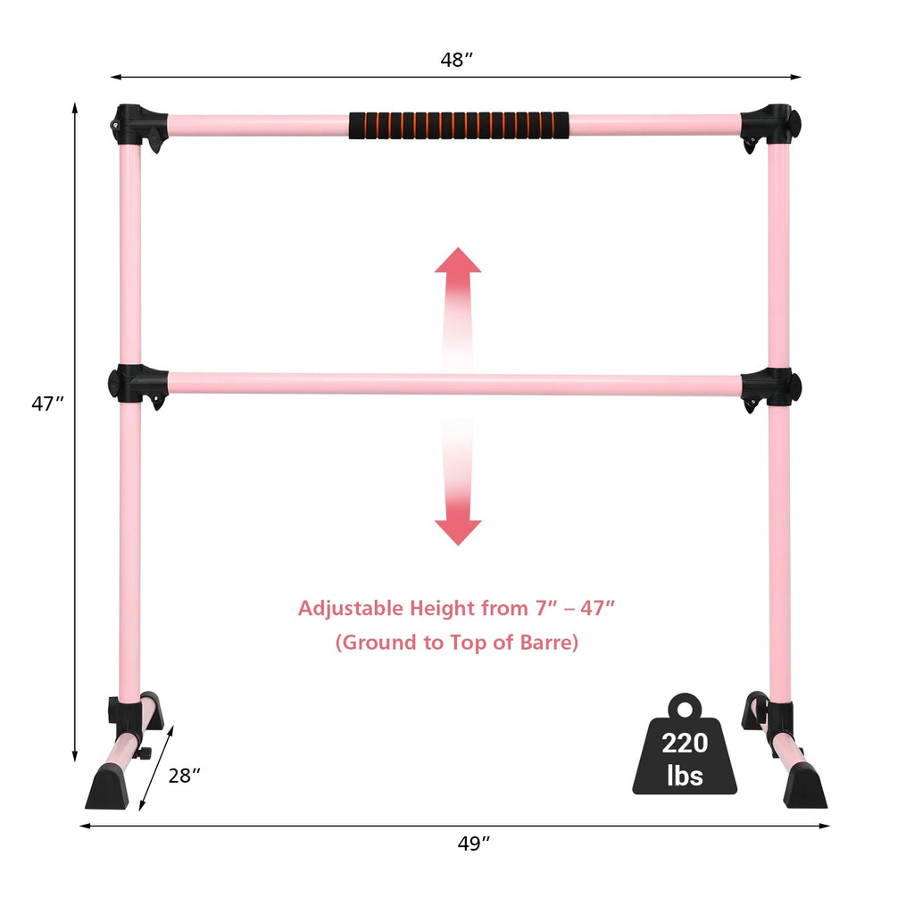 4 Feet Portable Ballet Barre with Adjustable Height