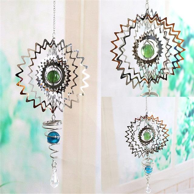 Stainless Steel 3D  Sculptures Kinetic Hanging Metal Rotating Wind Chime Christmas Pendant Hanging Wind Spinner Spiral Wind-chimes Garden Yard Home Decor Christmas Decoration Garden Decor Room Indoor Outdoor Decor For Patio & Lawn Crafts Ornaments