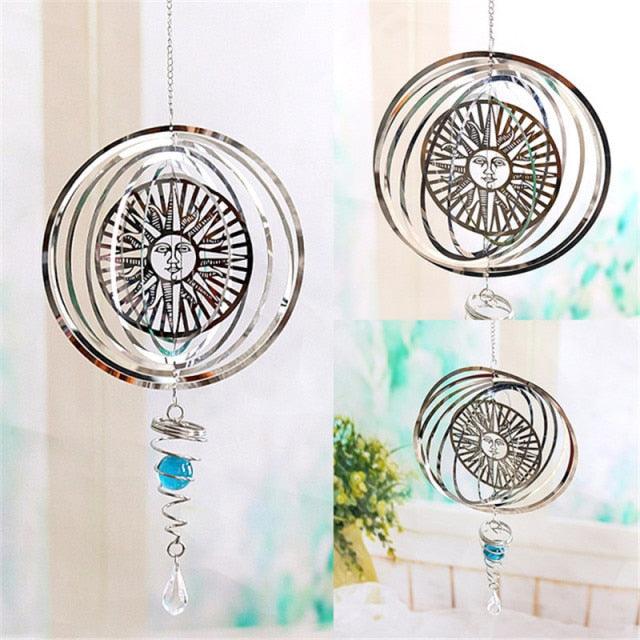 Stainless Steel 3D  Sculptures Kinetic Hanging Metal Rotating Wind Chime Christmas Pendant Hanging Wind Spinner Spiral Wind-chimes Garden Yard Home Decor Christmas Decoration Garden Decor Room Indoor Outdoor Decor For Patio & Lawn Crafts Ornaments