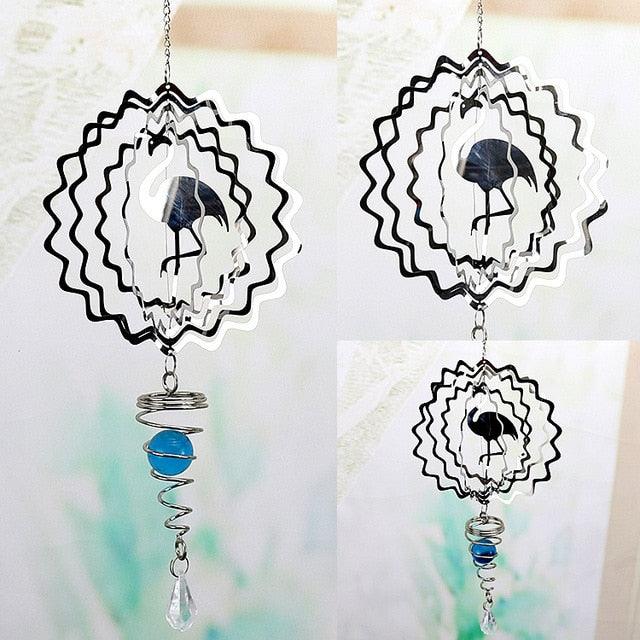 Stainless Steel 3D  Sculptures Kinetic Hanging Metal Rotating Wind Chime Christmas Pendant Hanging Wind Spinner Spiral Wind-chimes Garden Yard Home Decor Christmas Decoration Garden Decor Room Indoor Outdoor Decor For Patio & Lawn Crafts Ornaments