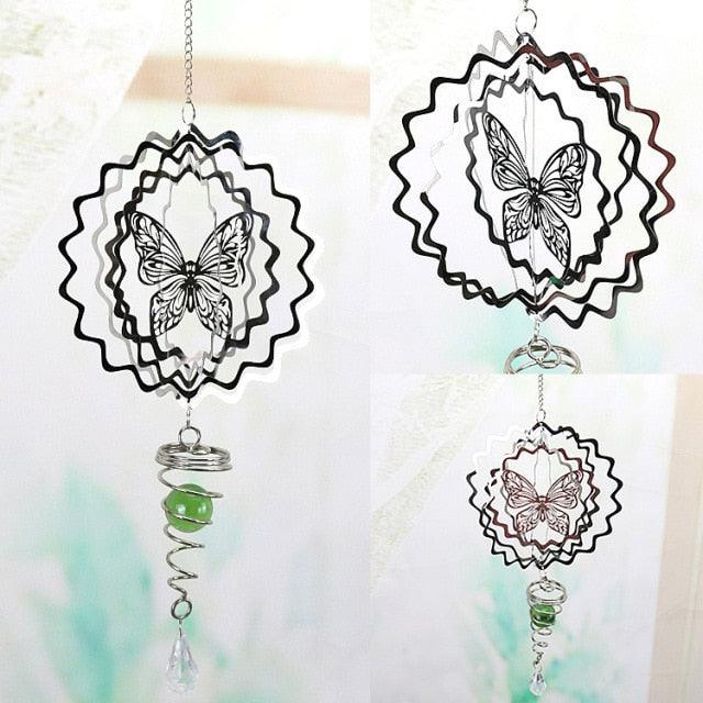 Stainless Steel 3D  Sculptures Kinetic Hanging Metal Rotating Wind Chime Christmas Pendant Hanging Wind Spinner Spiral Wind-chimes Garden Yard Home Decor Christmas Decoration Garden Decor Room Indoor Outdoor Decor For Patio & Lawn Crafts Ornaments