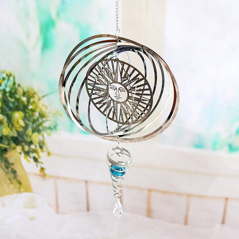 Stainless Steel 3D  Sculptures Kinetic Hanging Metal Rotating Wind Chime Christmas Pendant Hanging Wind Spinner Spiral Wind-chimes Garden Yard Home Decor Christmas Decoration Garden Decor Room Indoor Outdoor Decor For Patio & Lawn Crafts Ornaments