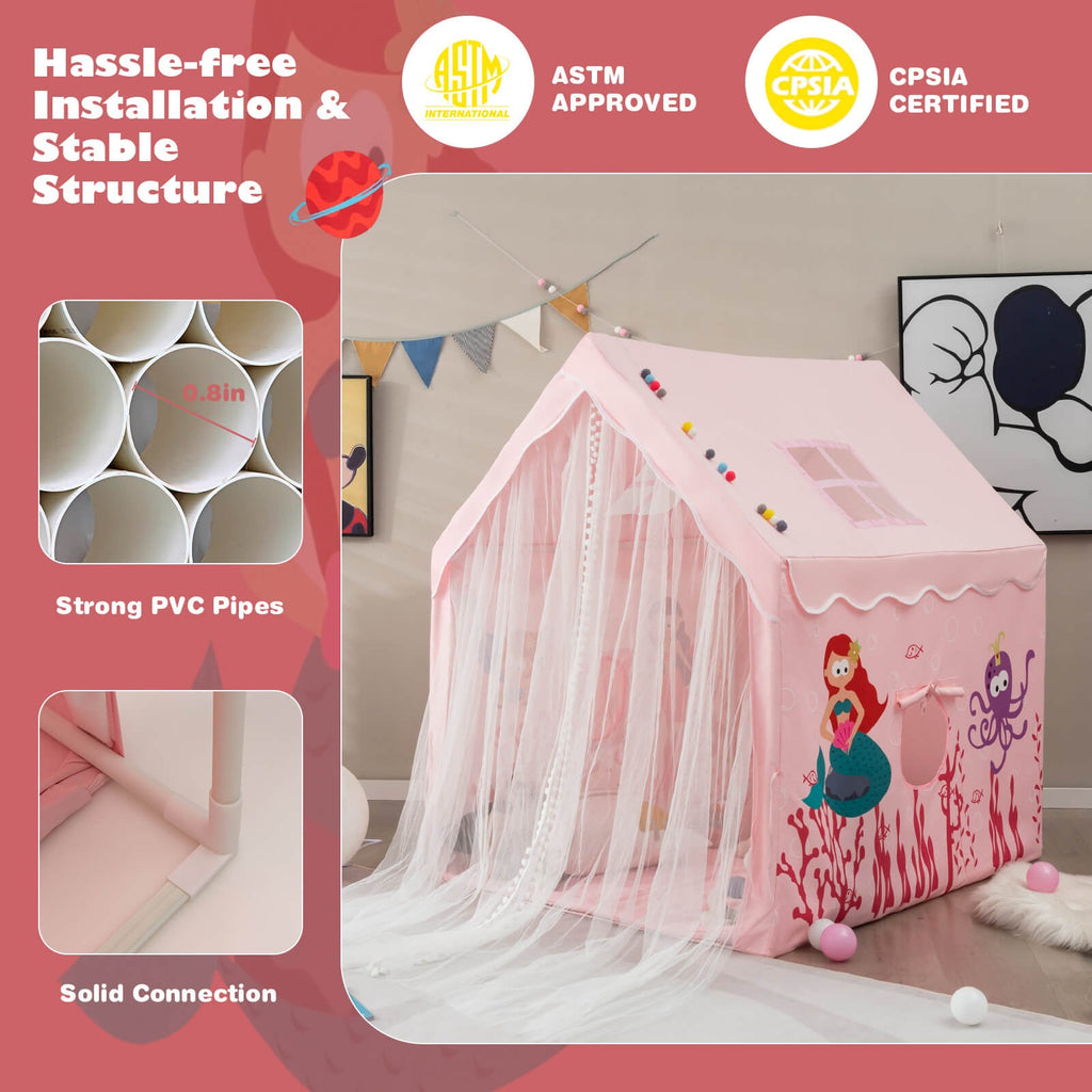 Large Kids Play Tent with Removable Cotton Mat