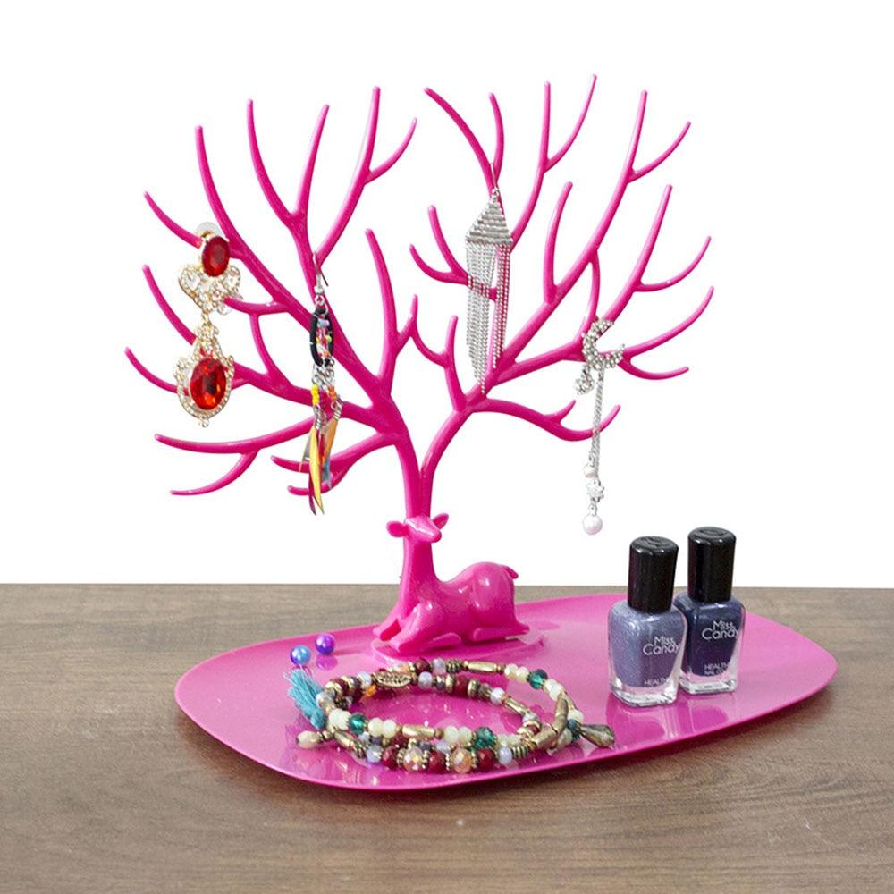 Tree Hanging Necklace Organizer Plastic Jewelry Display Stand Holder Earring Necklace Organizer for Jewelry Display Decorative Jewelry Storage for Necklaces Rings Bracelets Necklaces Organizer