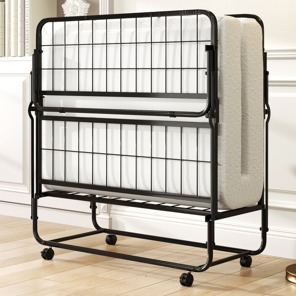 Twin Size Folding Bed with Memory Foam Mattress and Heavy-duty Metal Frame