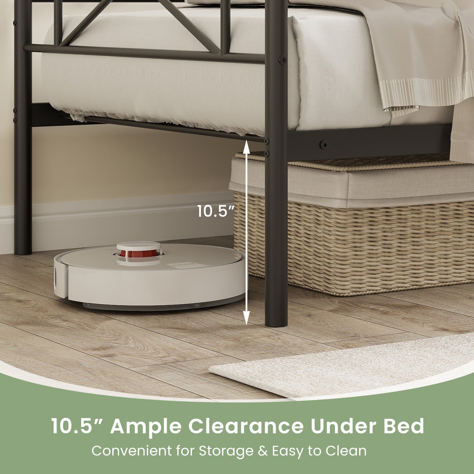 Twin Size Platform Bed with Heavy-duty Metal Slat Support