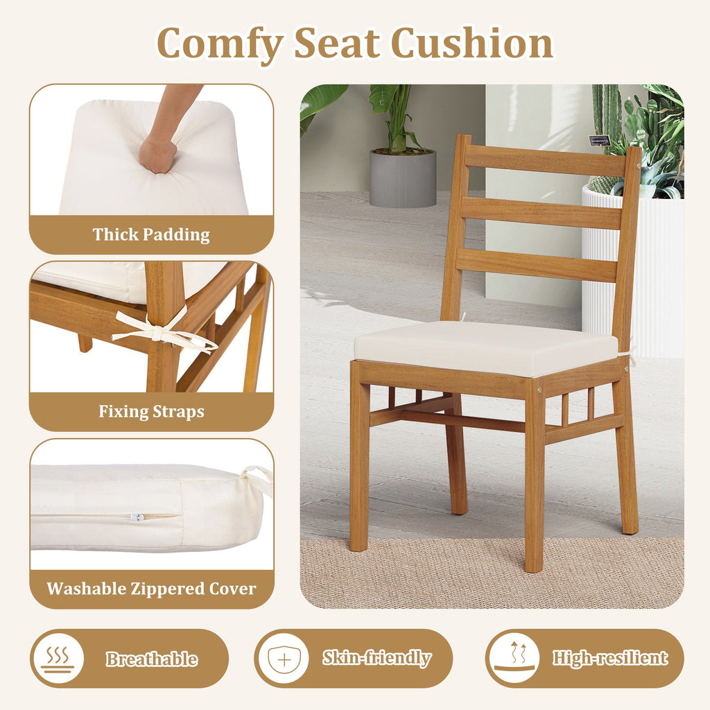 7 Pieces Patio Acacia Wood Dining Set Outdoor Rectangular Table and Chairs Set