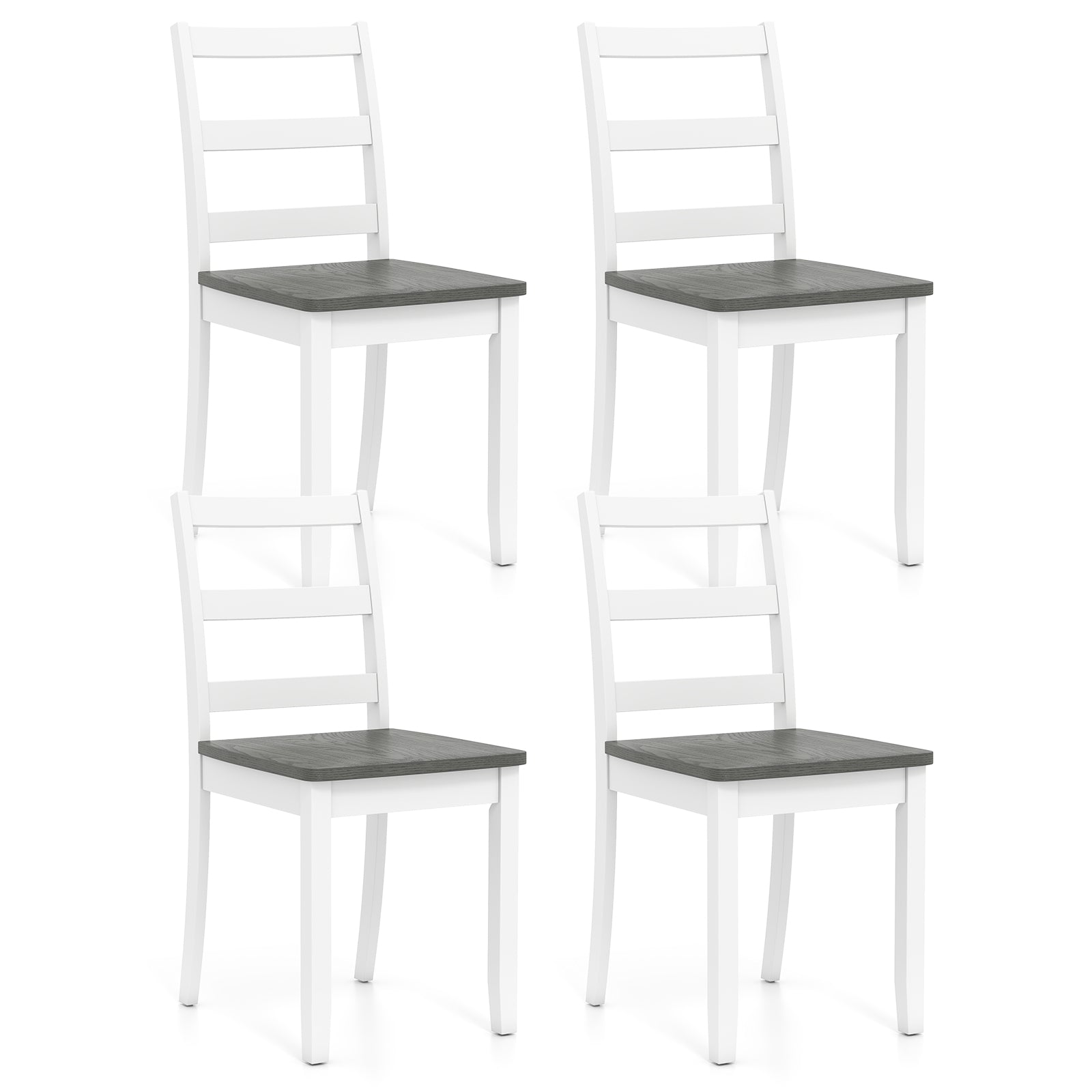 Set of 4 Wood Dining Chairs with Solid Rubber Wood Legs