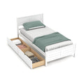 4-Piece Bedroom Furniture Set with Twin Size Bed Frame Entryway Bench Vanity Desk and Jewelry Armoire