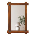Acacia Wood Mirror & Electric Fireplace TV Stand Set - Rustic Vintage Home Heating Bundle
