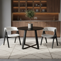 3-Piece Mid-Century Dining Set with 36‚Äù Round Pedestal Table and 2 Sherpa Upholstered Chairs