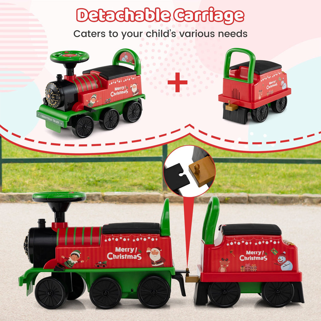 6V Toddler Ride On Train Combo: Track Ride & 2-Seater Carriage Set