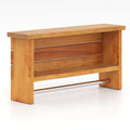 Wall-Mounted 2-Tier Solid Teak Wood Bathroom Shelf with Towel Bar