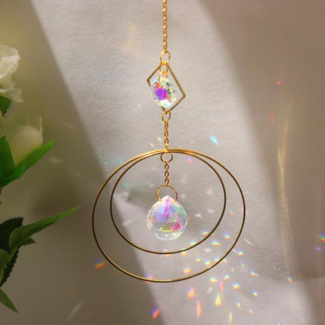 White Sun-catcher Hanging Crystals  Wind Chime Star Moon Crystal Décor with Prism Glasses Pendant Colorful Dream Catcher Indoor Window Rainbow Maker Plated Glass Crafts Hanging Pendant Ornaments Car Home Garden Decor
