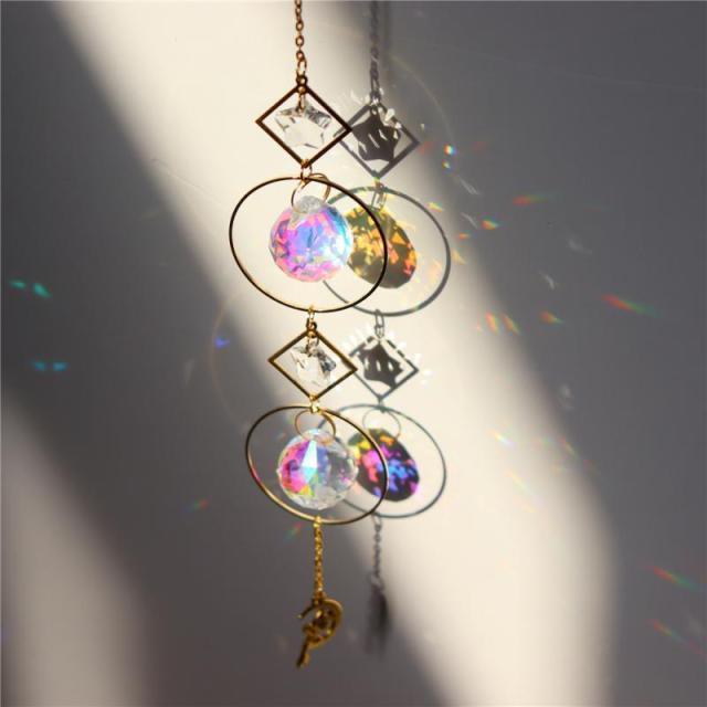 White Sun-catcher Hanging Crystals  Wind Chime Star Moon Crystal Décor with Prism Glasses Pendant Colorful Dream Catcher Indoor Window Rainbow Maker Plated Glass Crafts Hanging Pendant Ornaments Car Home Garden Decor