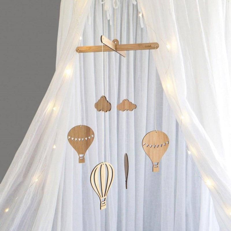 Wooden Hot Air Balloon Outdoor Wind Chime Hanging Wall Ornaments Baby Bed Bell Nordic Style Kids Room Decoration Nursery Photo Props Wind Bell Memorial Wind Chimes Best Gift Chimes Decor For Garden Patio Porch Outdoor